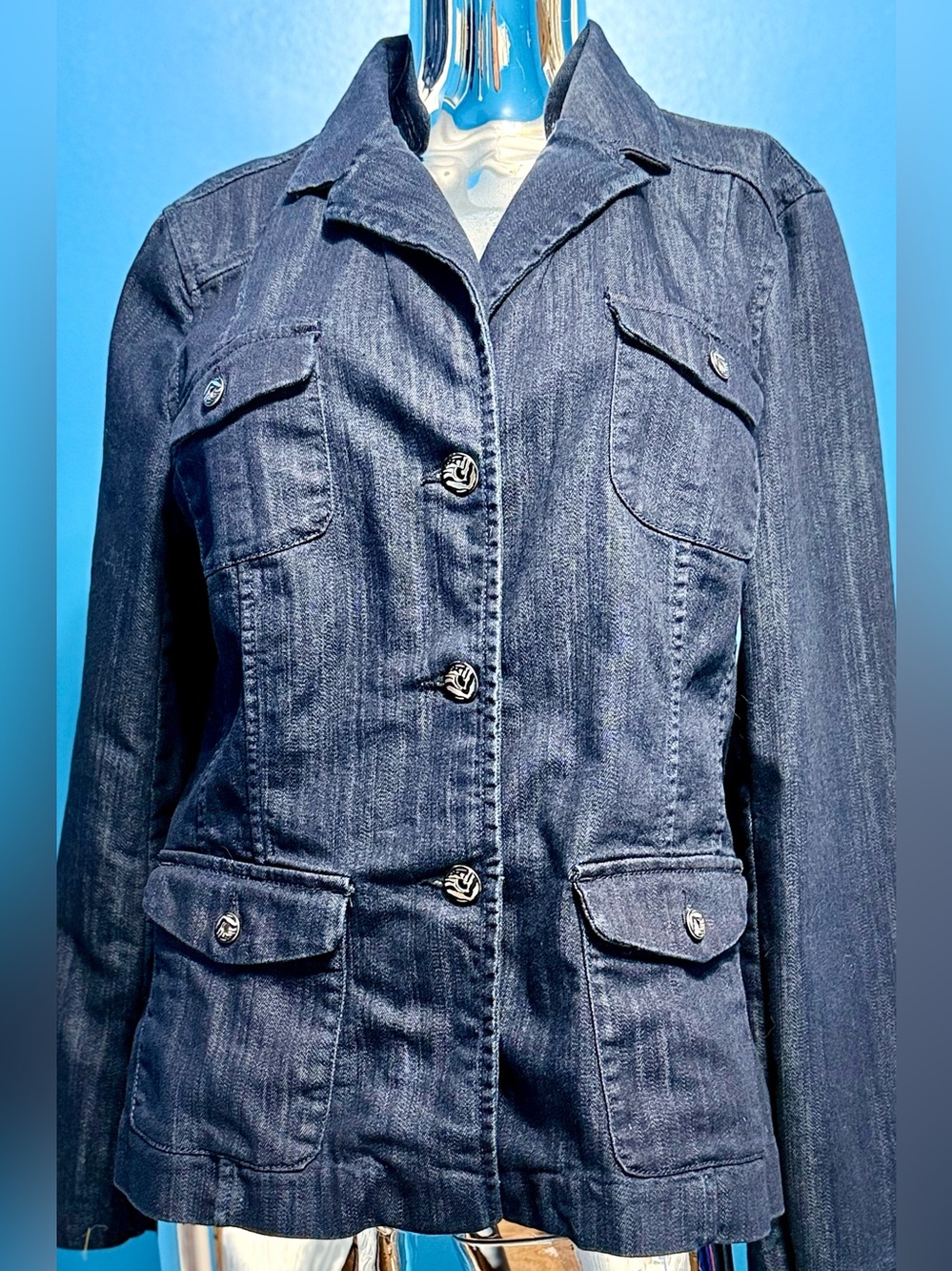 Dana Buchman Dark Blue Denim Utility Jacket